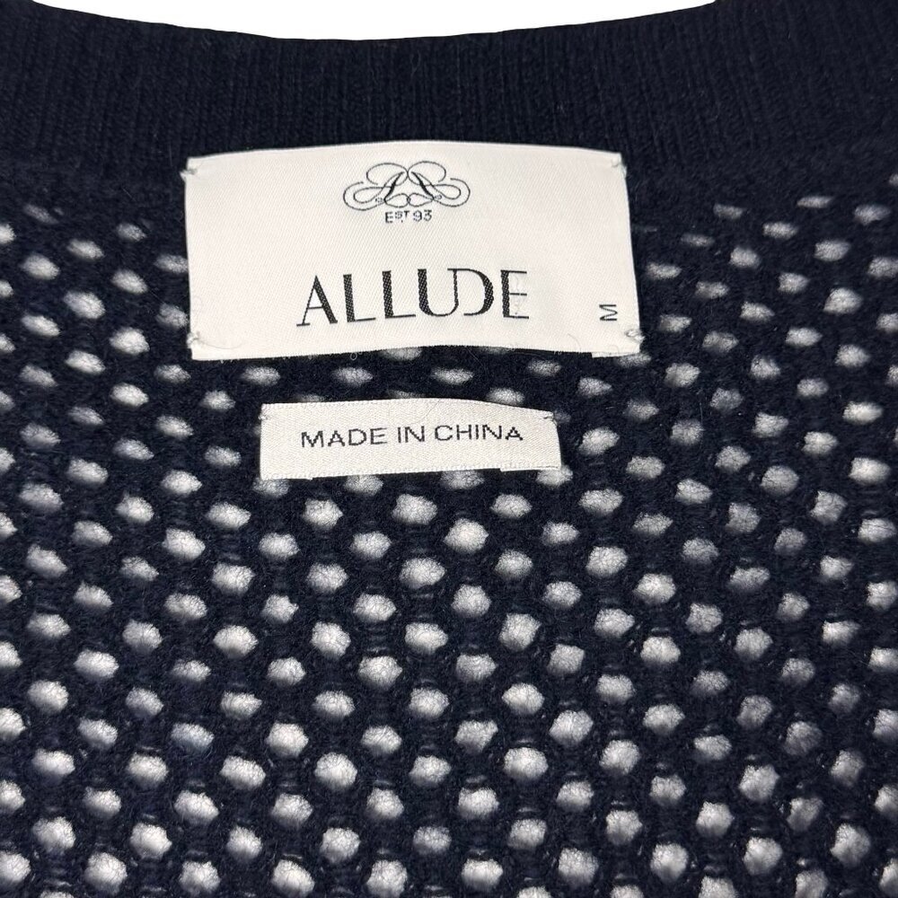 Allude Womans 100% Cashmere Cardigan Sz M Open Knit Old Monet Minimalist Sheer - Picture 4 of 11